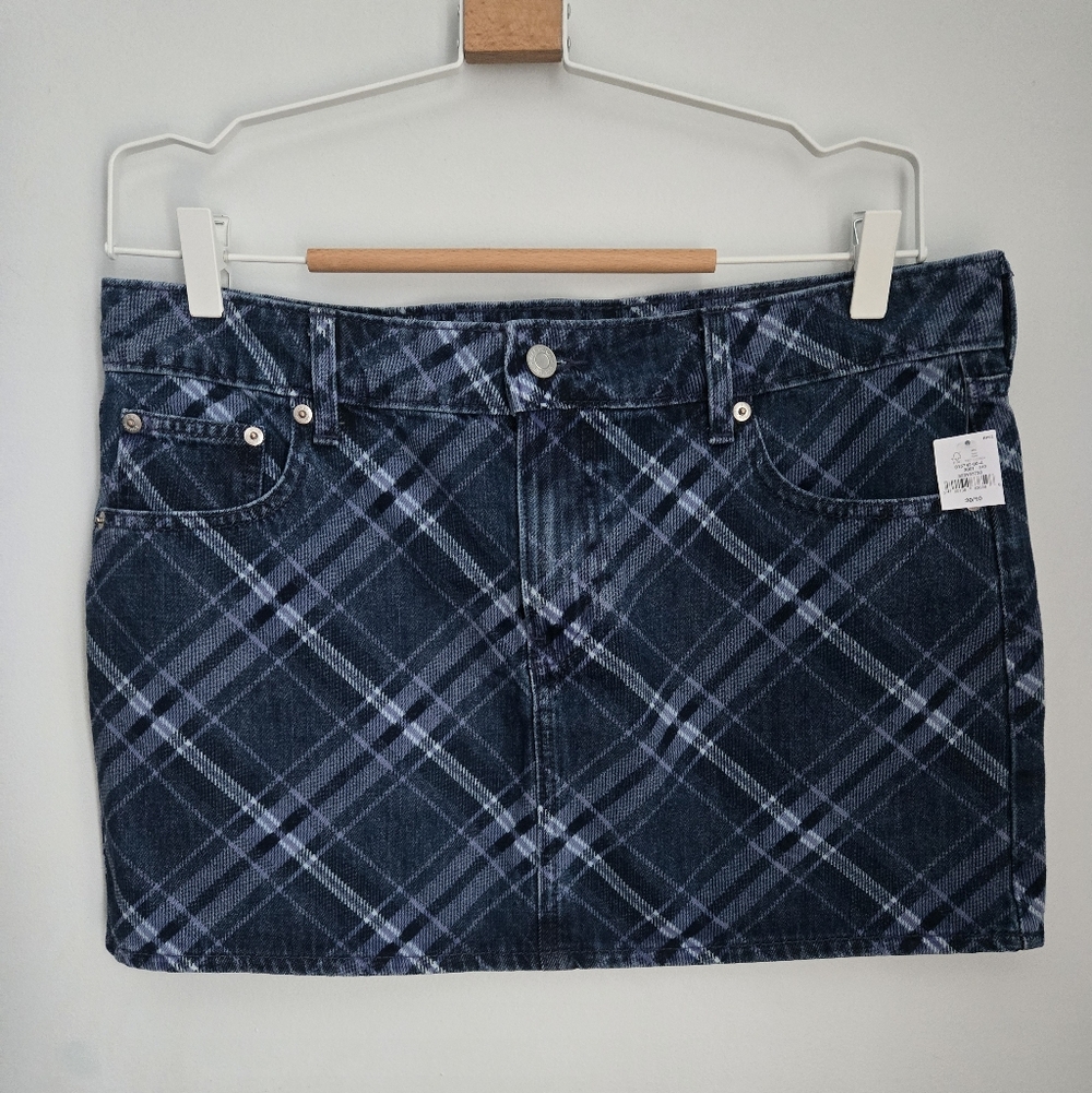 New GAP Plaid Denim Mini Skirt